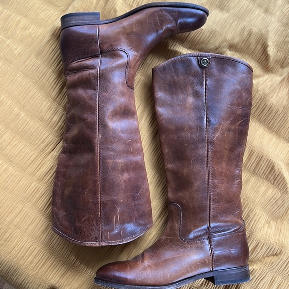 🛍️Frye⚡️Melissa Button Cognac Leather Knee High Boot Western Riding 11 - Picture 15 of 15